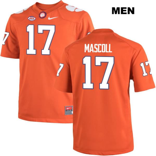Men's Clemson Tigers #17 Justin Mascoll Stitched Orange Authentic Nike NCAA College Football Jersey HTQ4446DF